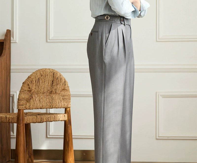 Pantalón Non-ironing wide leg high-waist elegant
