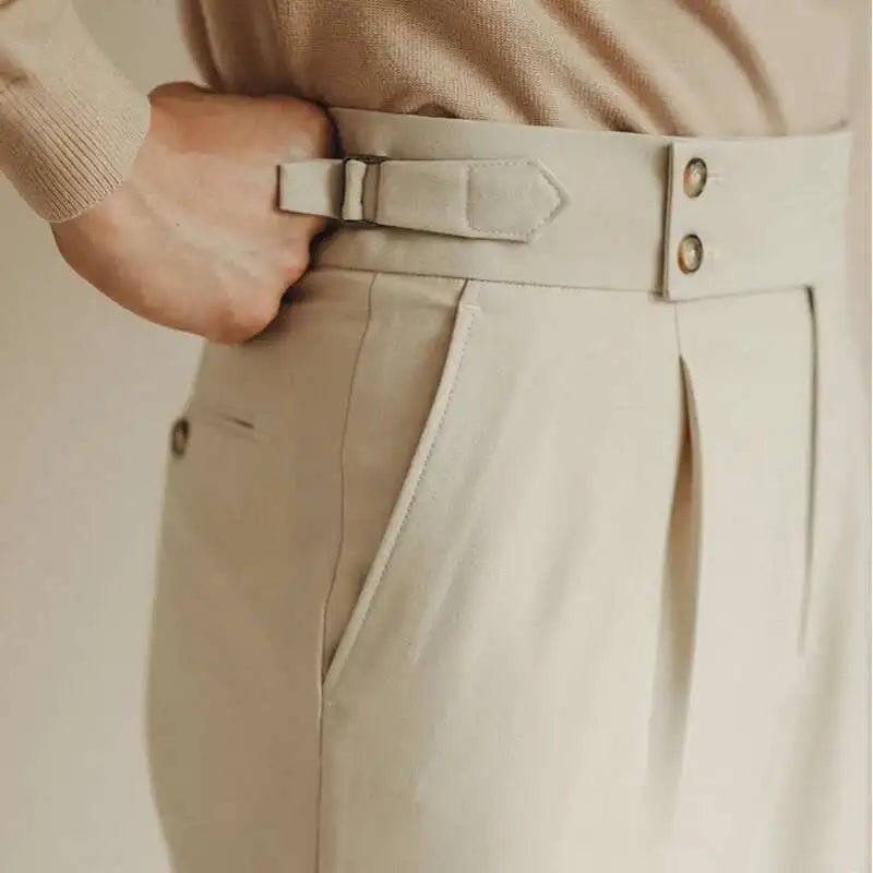 Paris-buckle slim dress trousers