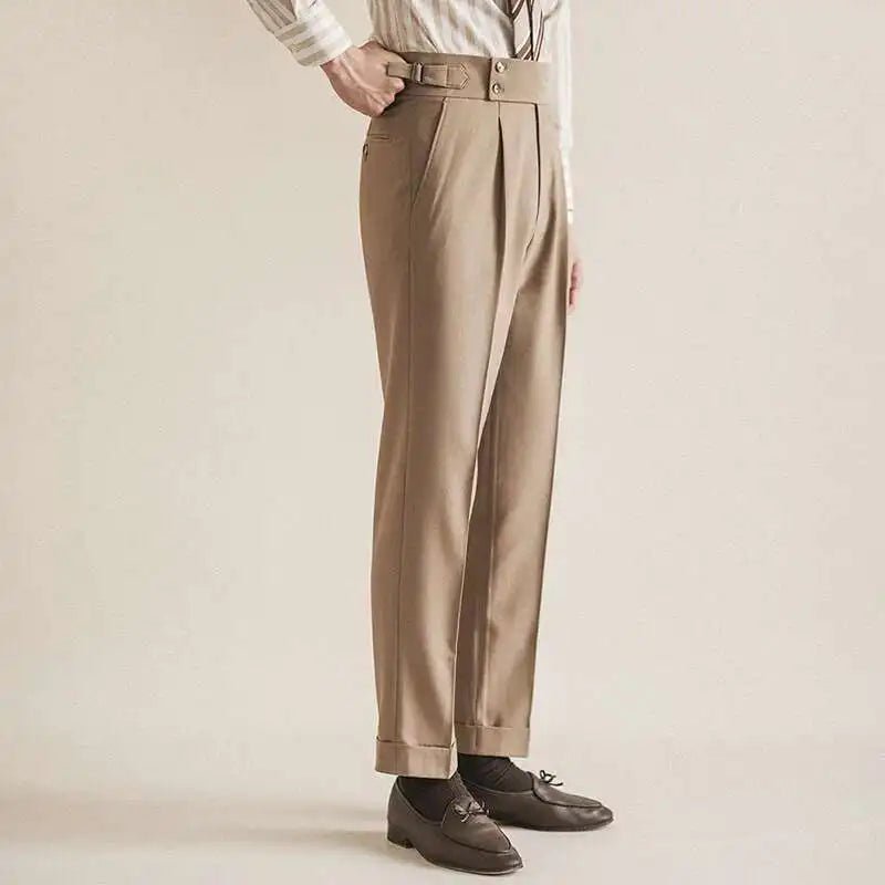 Paris-buckle slim dress trousers