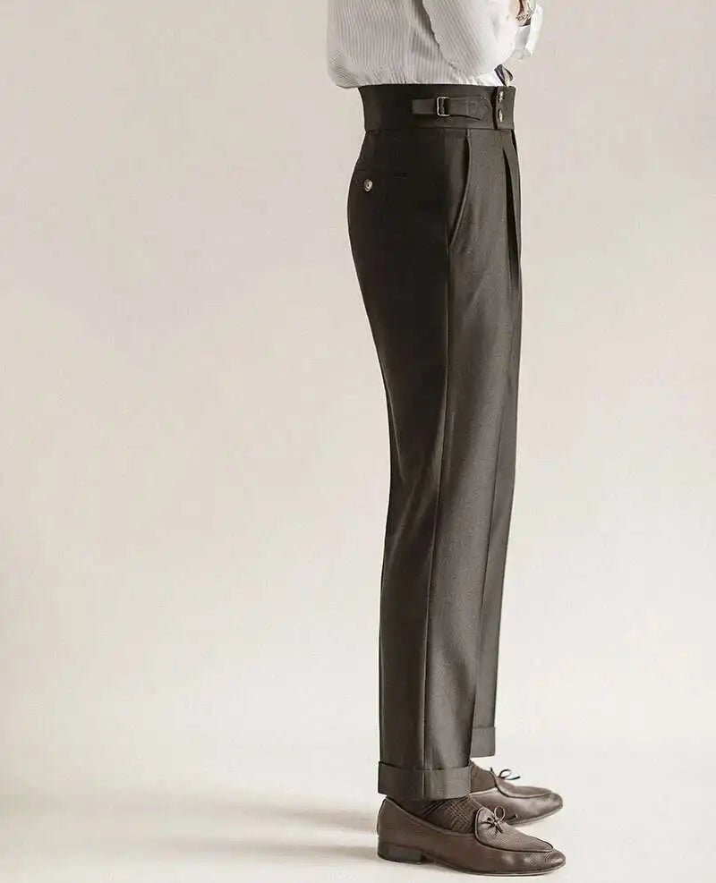 Paris-buckle slim dress trousers