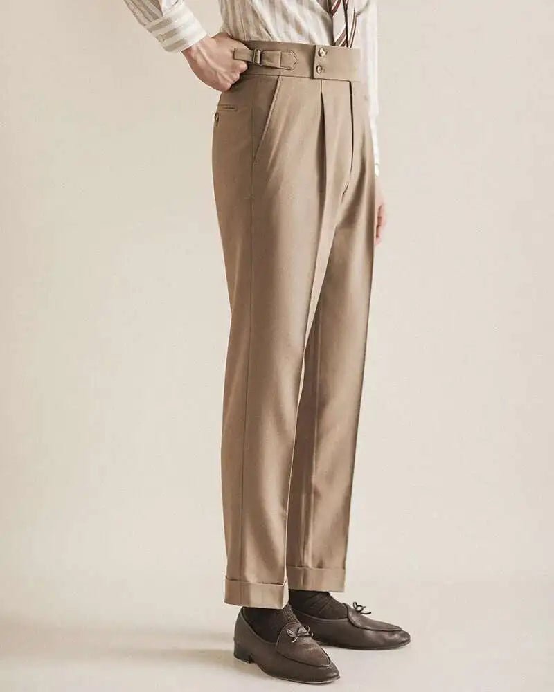 Paris-buckle slim dress trousers