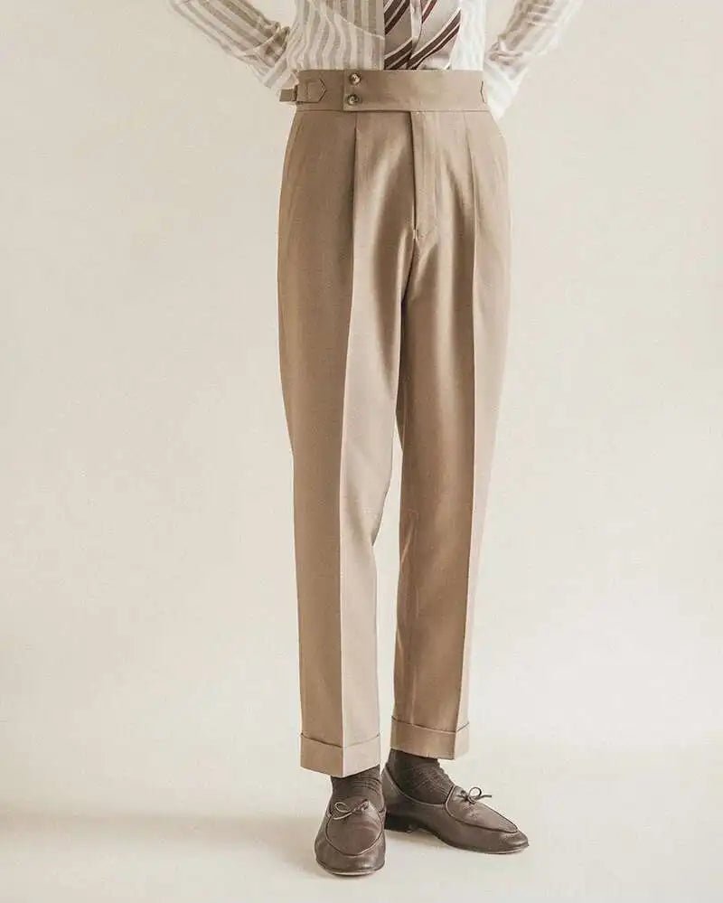 Paris-buckle slim dress trousers