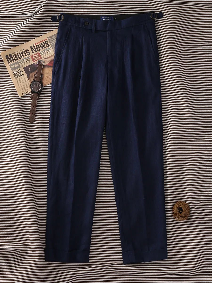 Paris navy blue de lino trousers