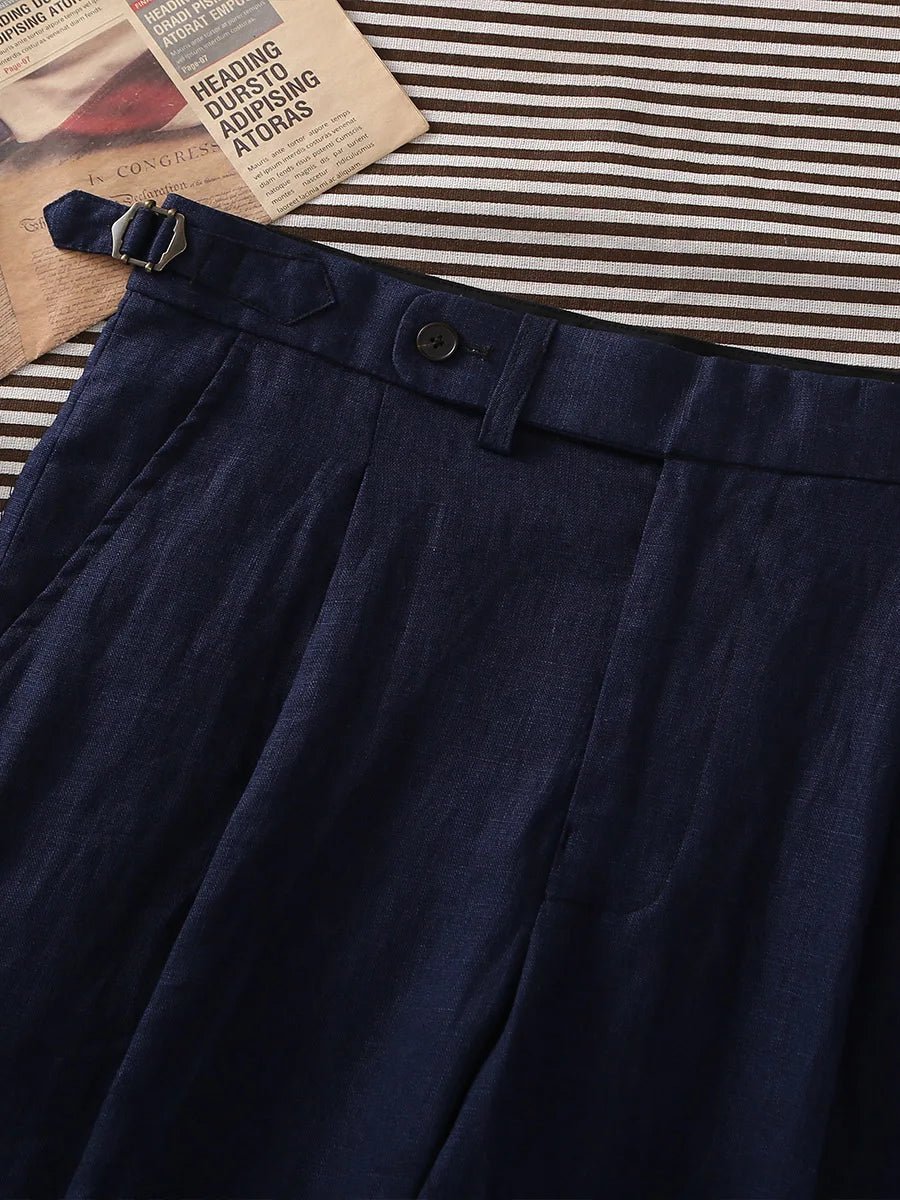 Paris navy blue de lino trousers