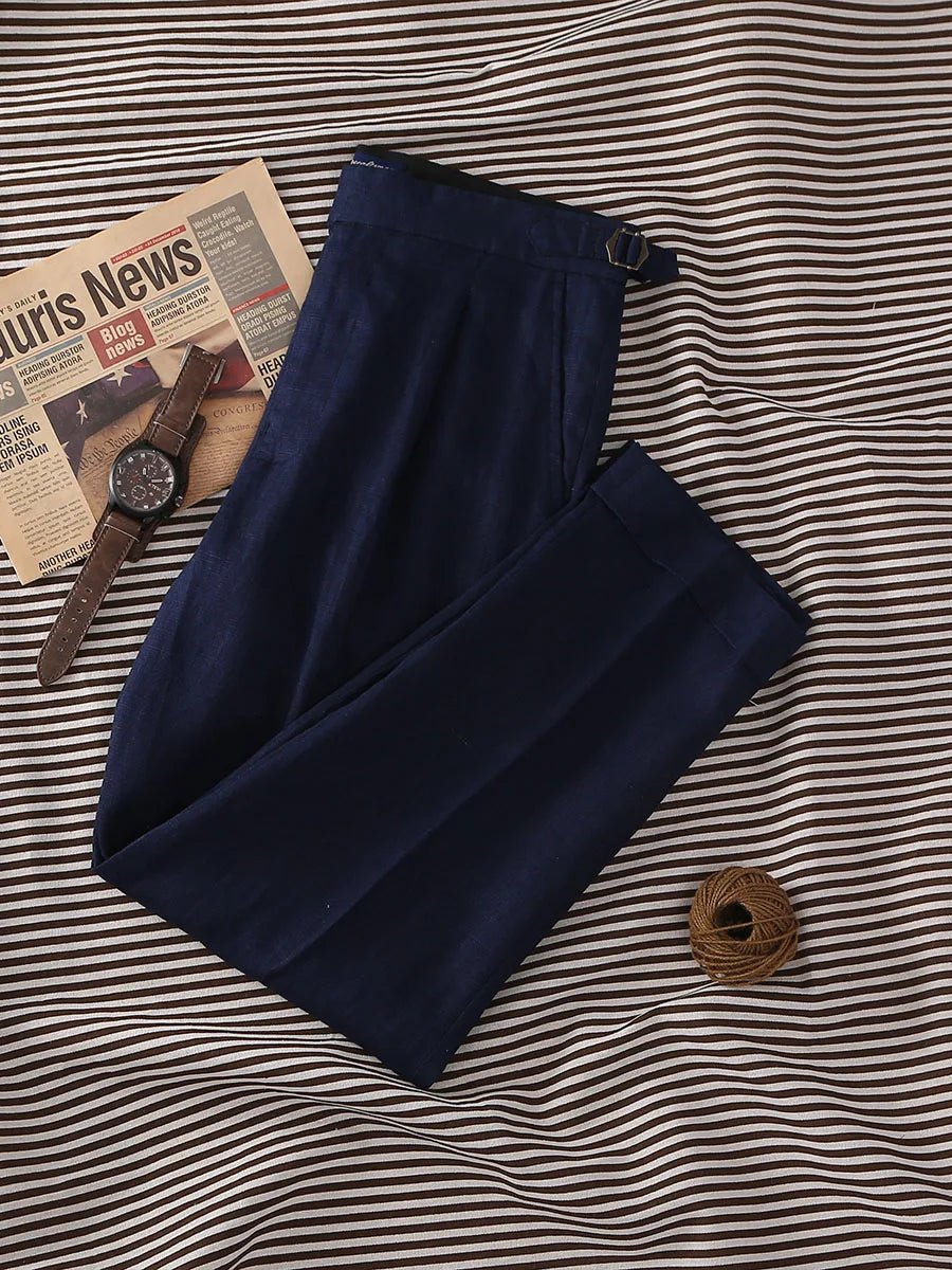 Paris navy blue de lino trousers