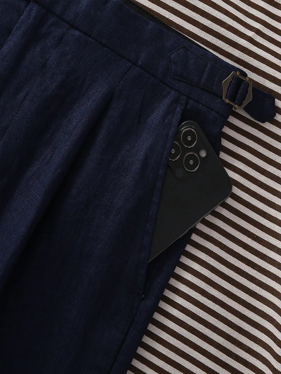 Paris navy blue de lino trousers