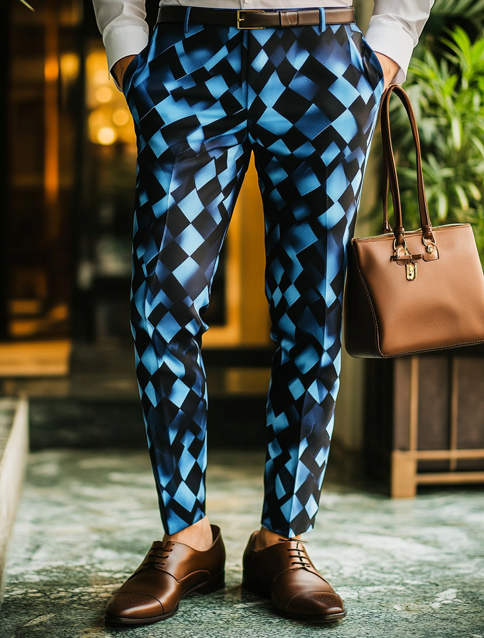 High elastic fabric de lujo casual de moda trousers para hombre