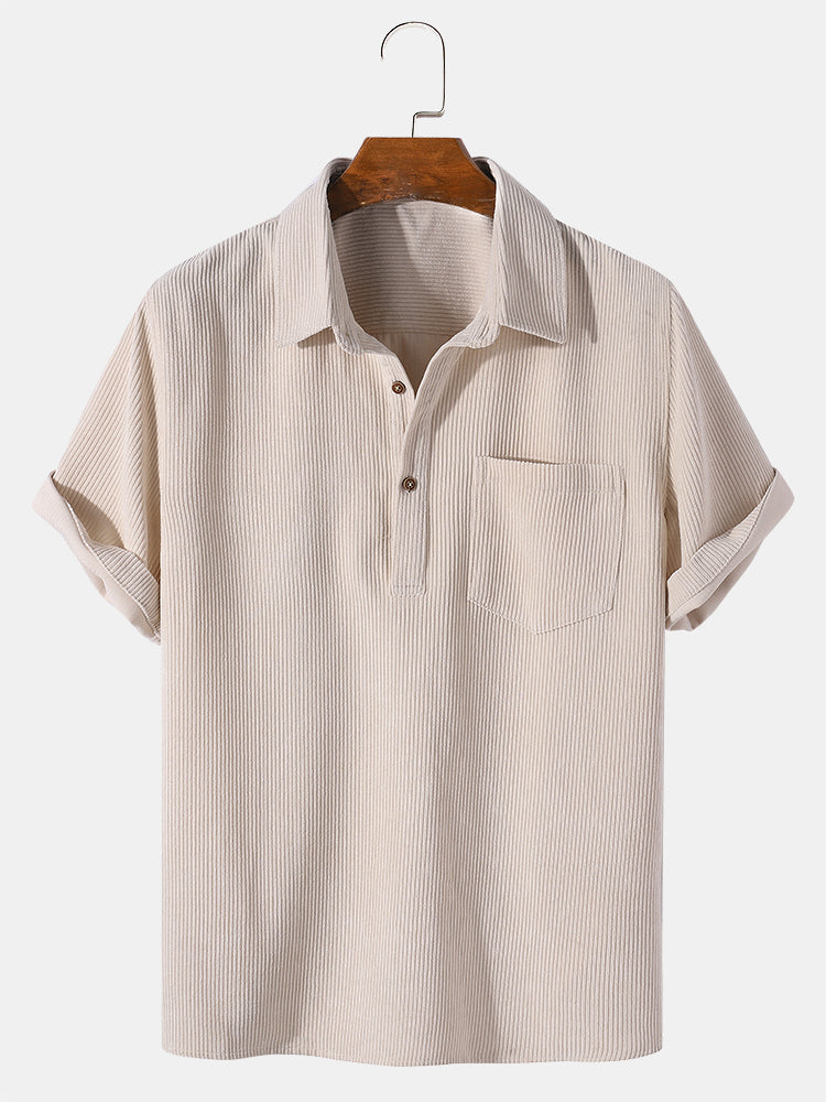 Corduroy Solid de manga corta Basic camisas