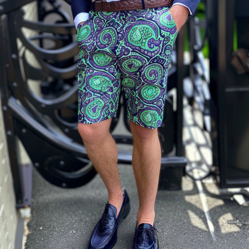 Pantalón 2025 de lujo Paisley ejecutivo shorts casual de moda para hombre
