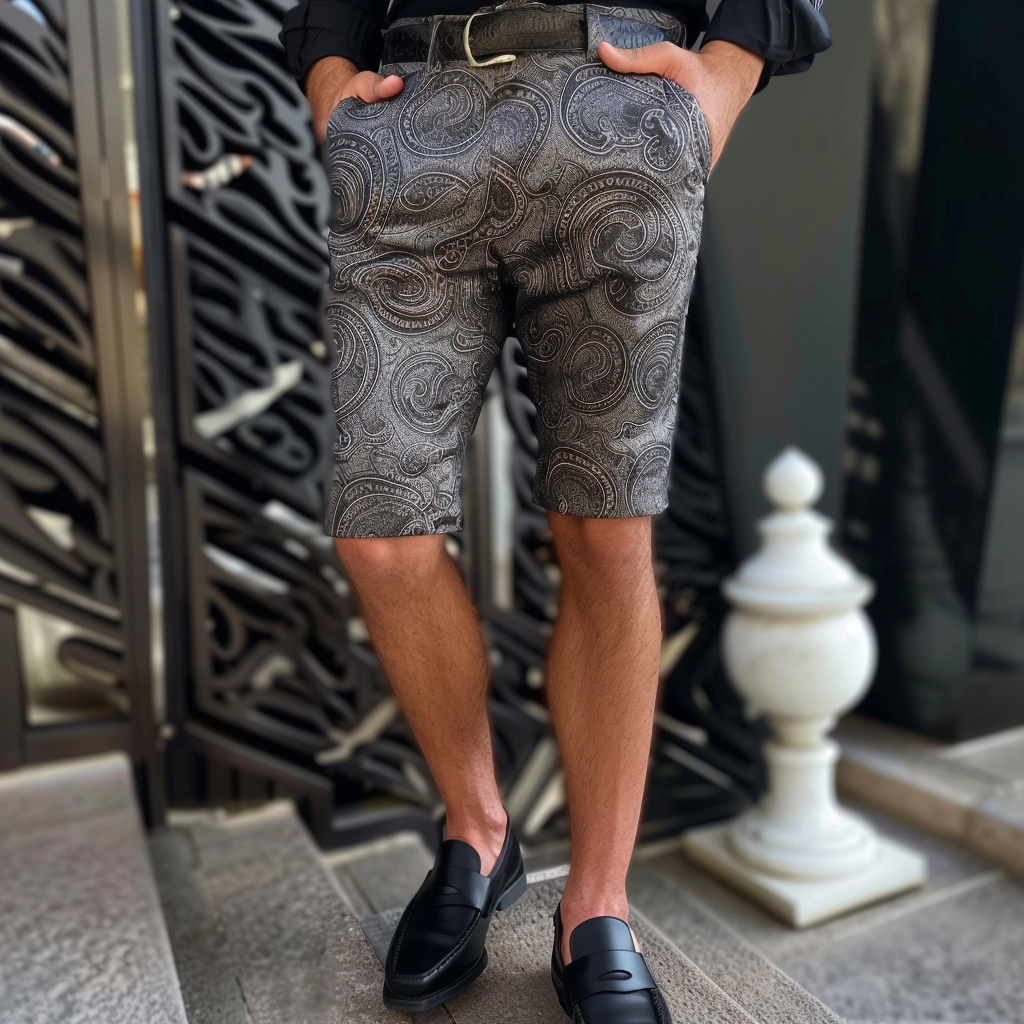 Pantalón 2025 de lujo Paisley ejecutivo shorts casual de moda para hombre