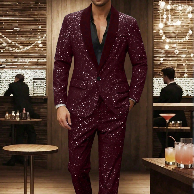 para hombre Black Sparkle Tuxedo Suit Set