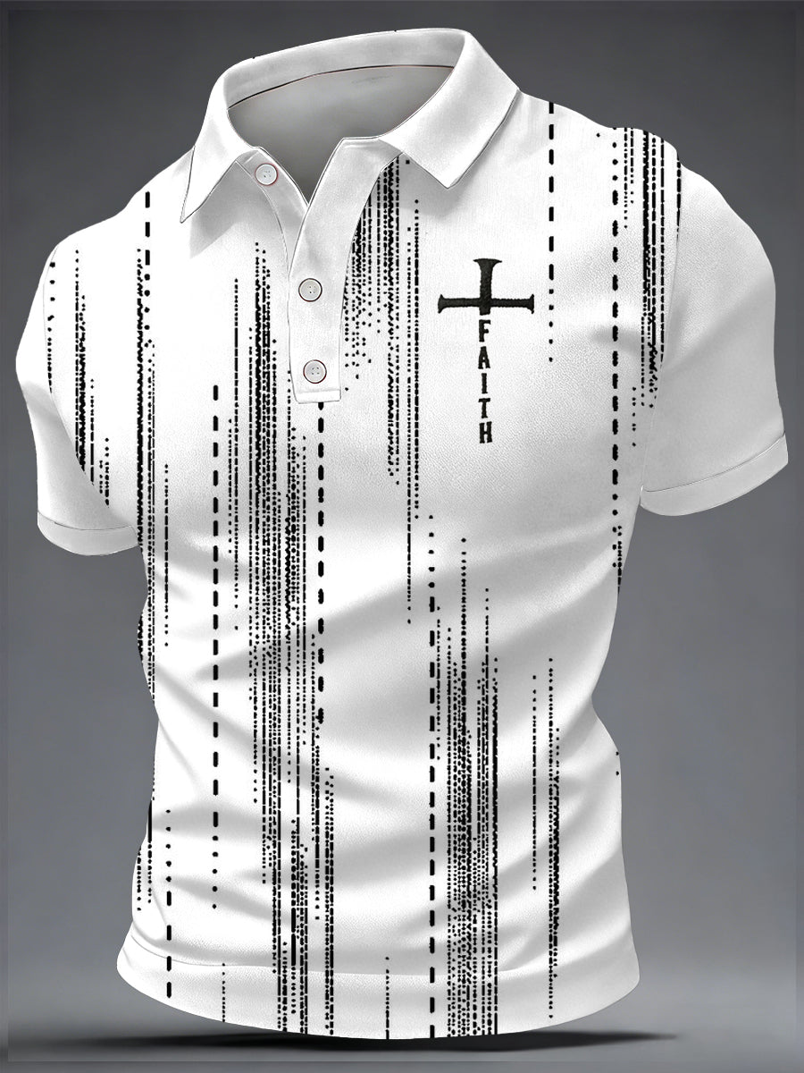 Camisa polo Faith estampado casual de manga corta para hombre