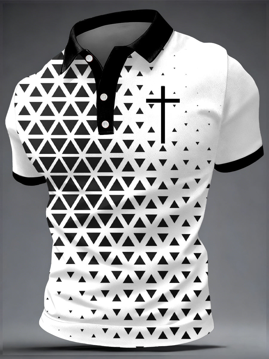 Camisa polo Faith estampado casual de manga corta para hombre