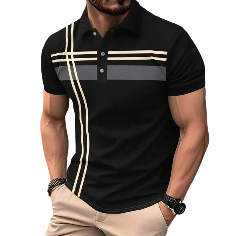 ?Time-Limited Special?para hombre a rayas de manga corta Collared Top