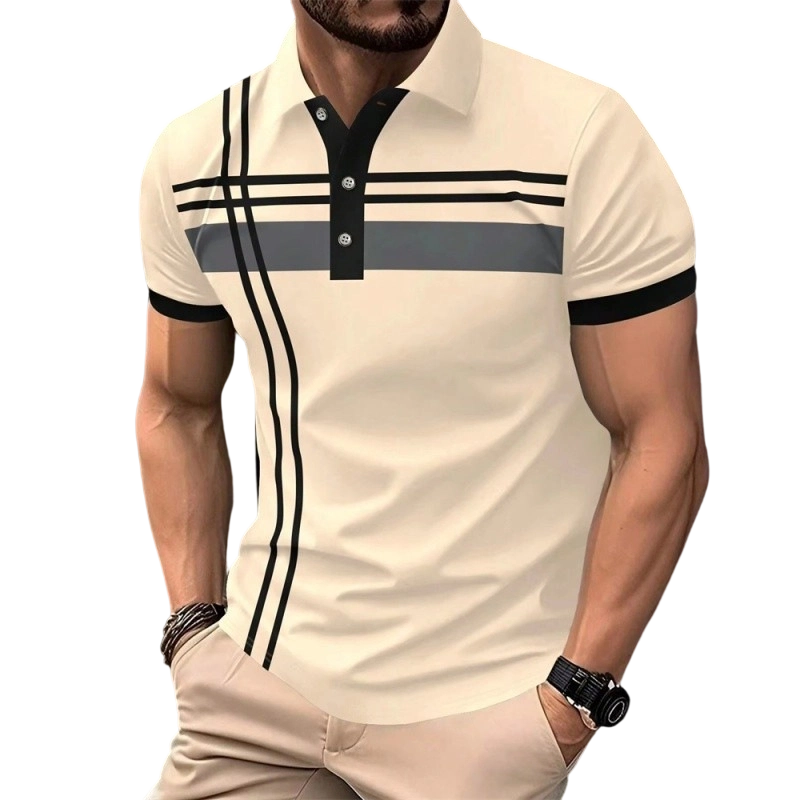 ?Time-Limited Special?para hombre a rayas de manga corta Collared Top