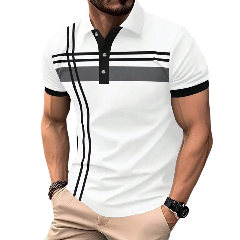 ?Time-Limited Special?para hombre a rayas de manga corta Collared Top
