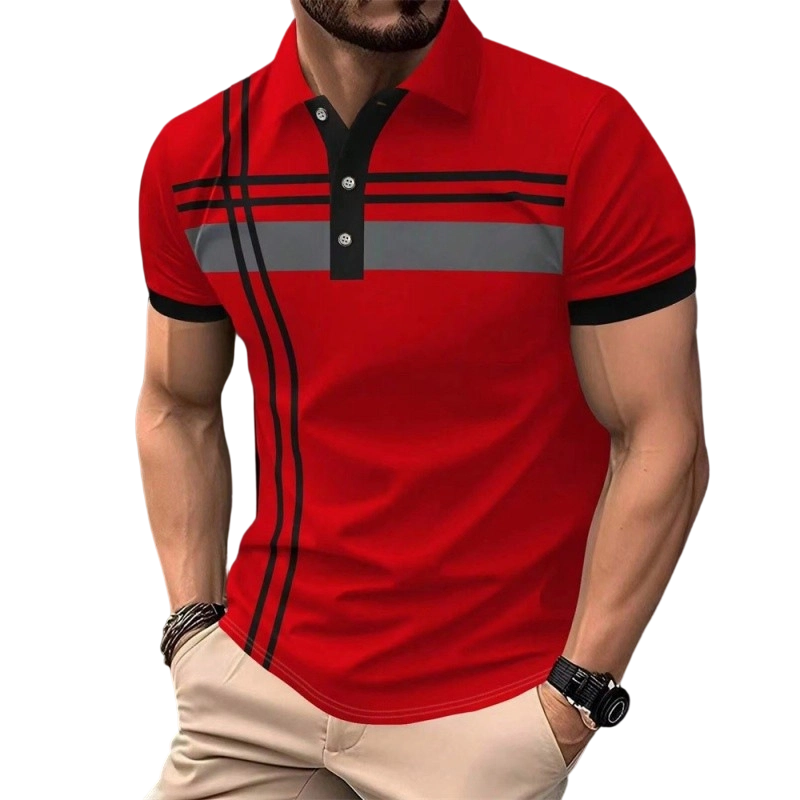 ?Time-Limited Special?para hombre a rayas de manga corta Collared Top