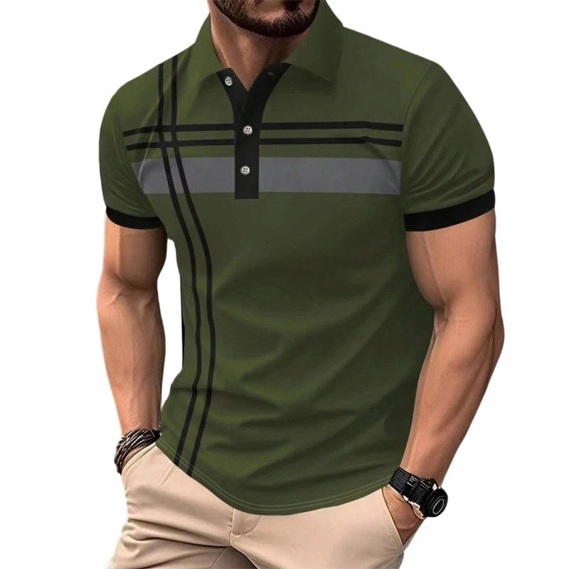 ?Time-Limited Special?para hombre a rayas de manga corta Collared Top