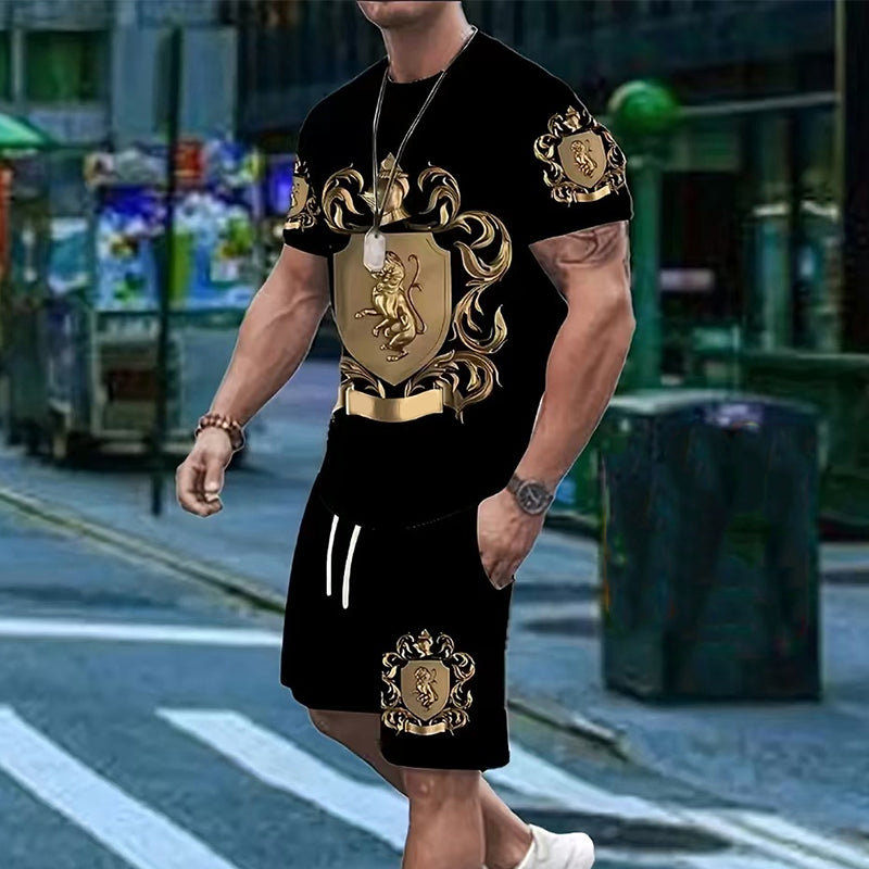 para hombre Gold Crest Print camiseta & shorts Set