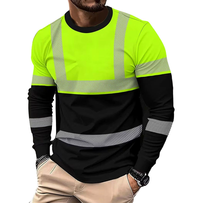 ????50% OFF !! ?para hombre estampado Round-neck de manga larga camisa