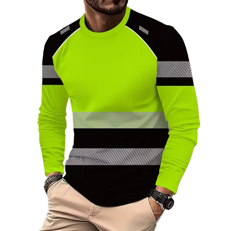 ????50% OFF !! ?para hombre estampado Round-neck de manga larga camisa