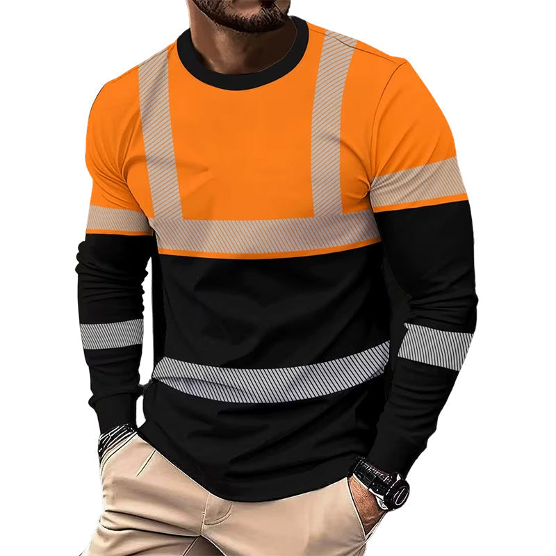 ????50% OFF !! ?para hombre estampado Round-neck de manga larga camisa
