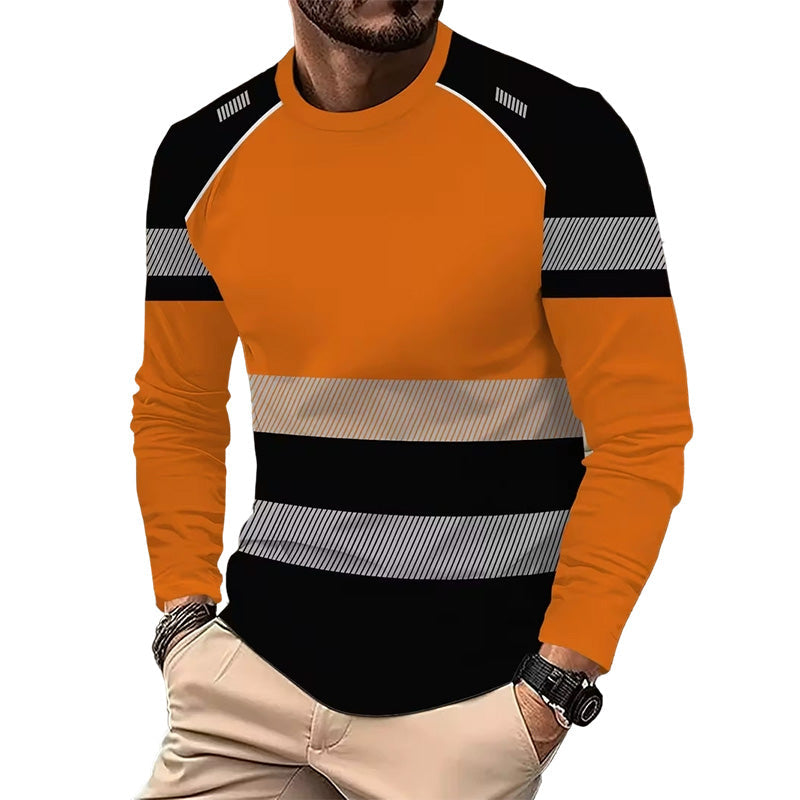????50% OFF !! ?para hombre estampado Round-neck de manga larga camisa