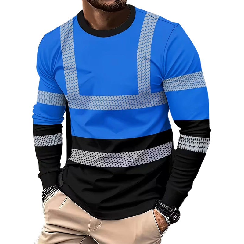 ????50% OFF !! ?para hombre estampado Round-neck de manga larga camisa