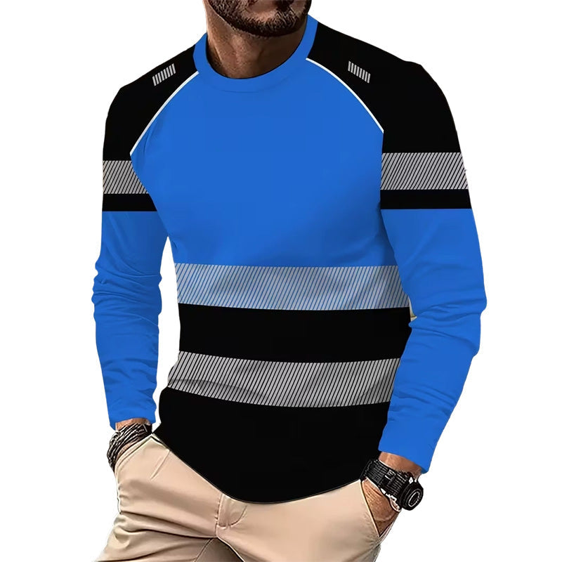 ????50% OFF !! ?para hombre estampado Round-neck de manga larga camisa
