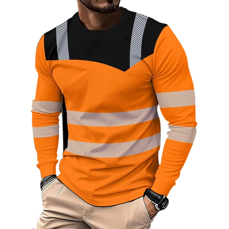 ????50% OFF !! ?para hombre estampado Round-neck de manga larga camisa