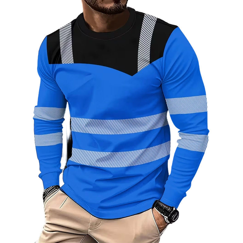 ????50% OFF !! ?para hombre estampado Round-neck de manga larga camisa