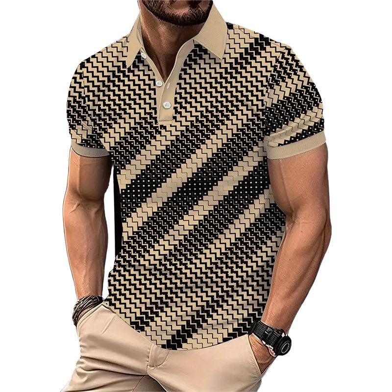 ?Time-Limited Special?para hombre Geometric Print Collared camisas – Muscle Fit, Breathable, Fade Resistant ?