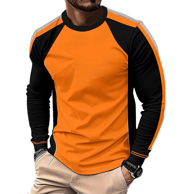 Crewneck en bloques de color de manga larga camiseta