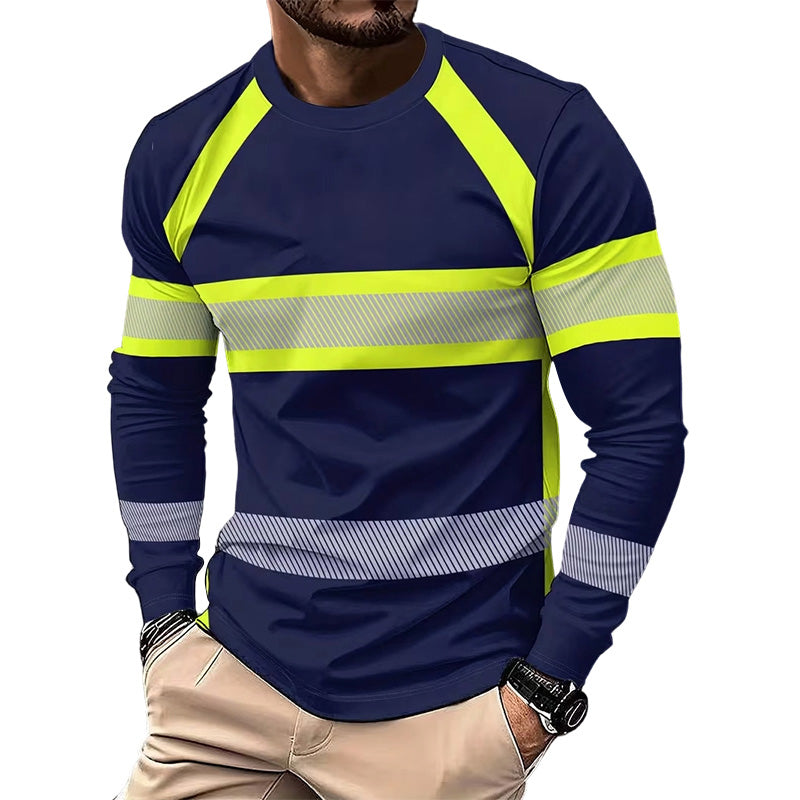 Crewneck en bloques de color de manga larga camiseta