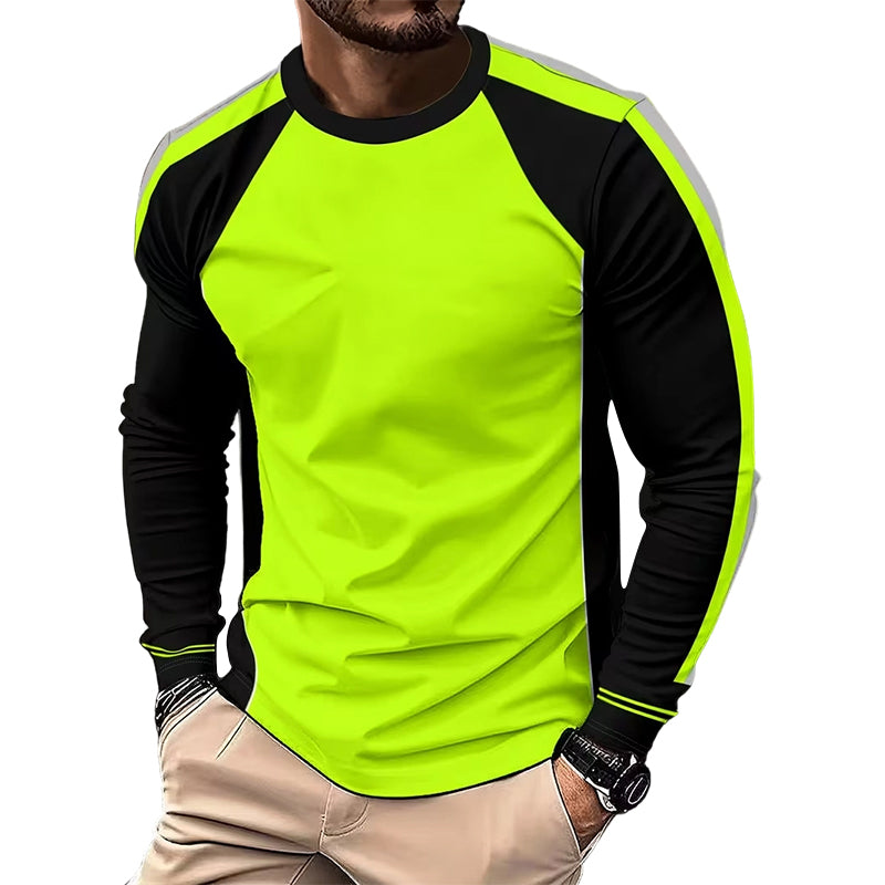 Crewneck en bloques de color de manga larga camiseta