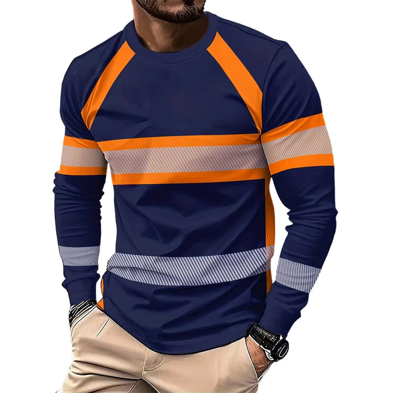 Crewneck en bloques de color de manga larga camiseta