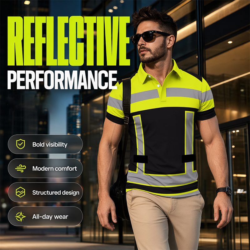 para hombre High Visibility Reflective de manga corta camisa