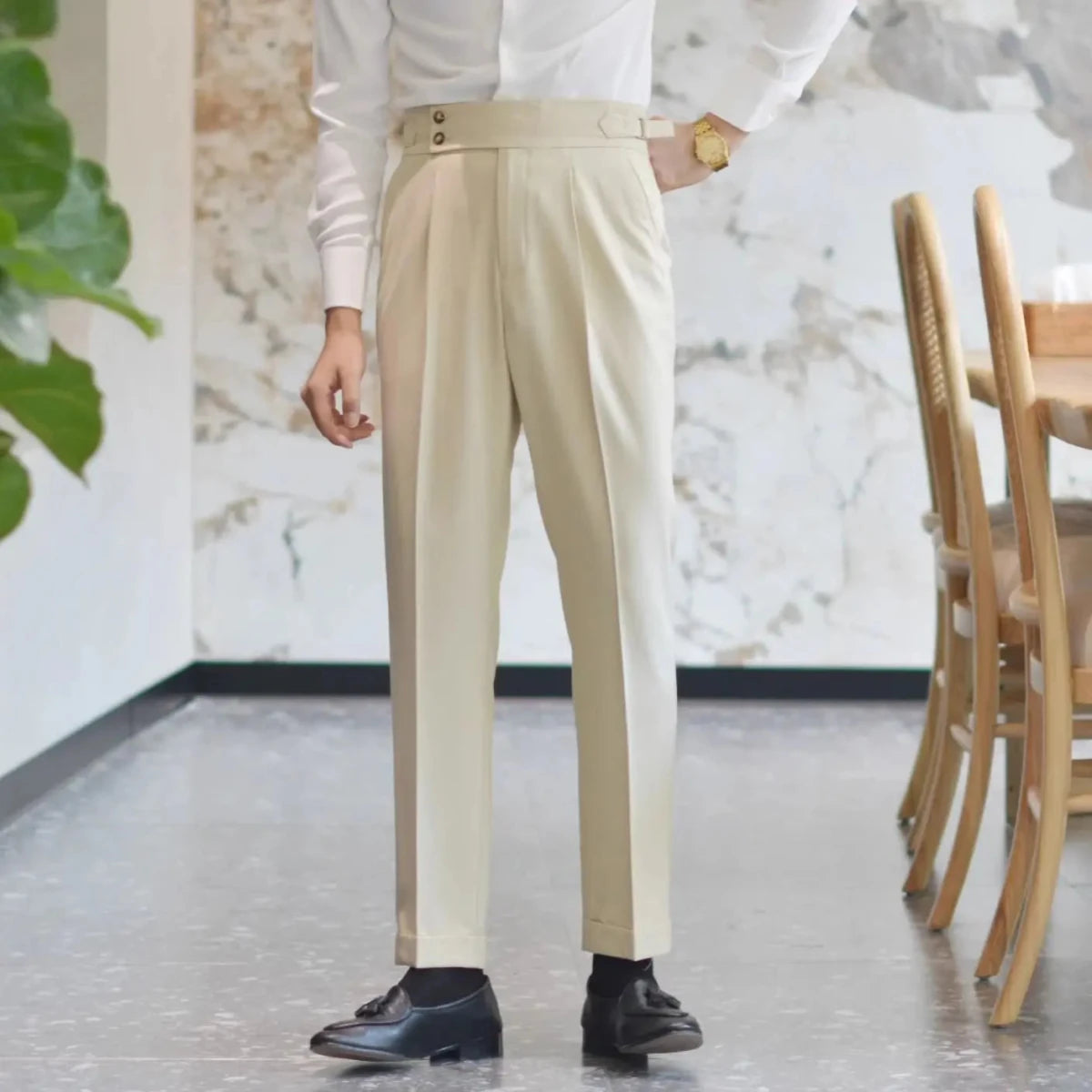 Straight ejecutivo high-waist trousers