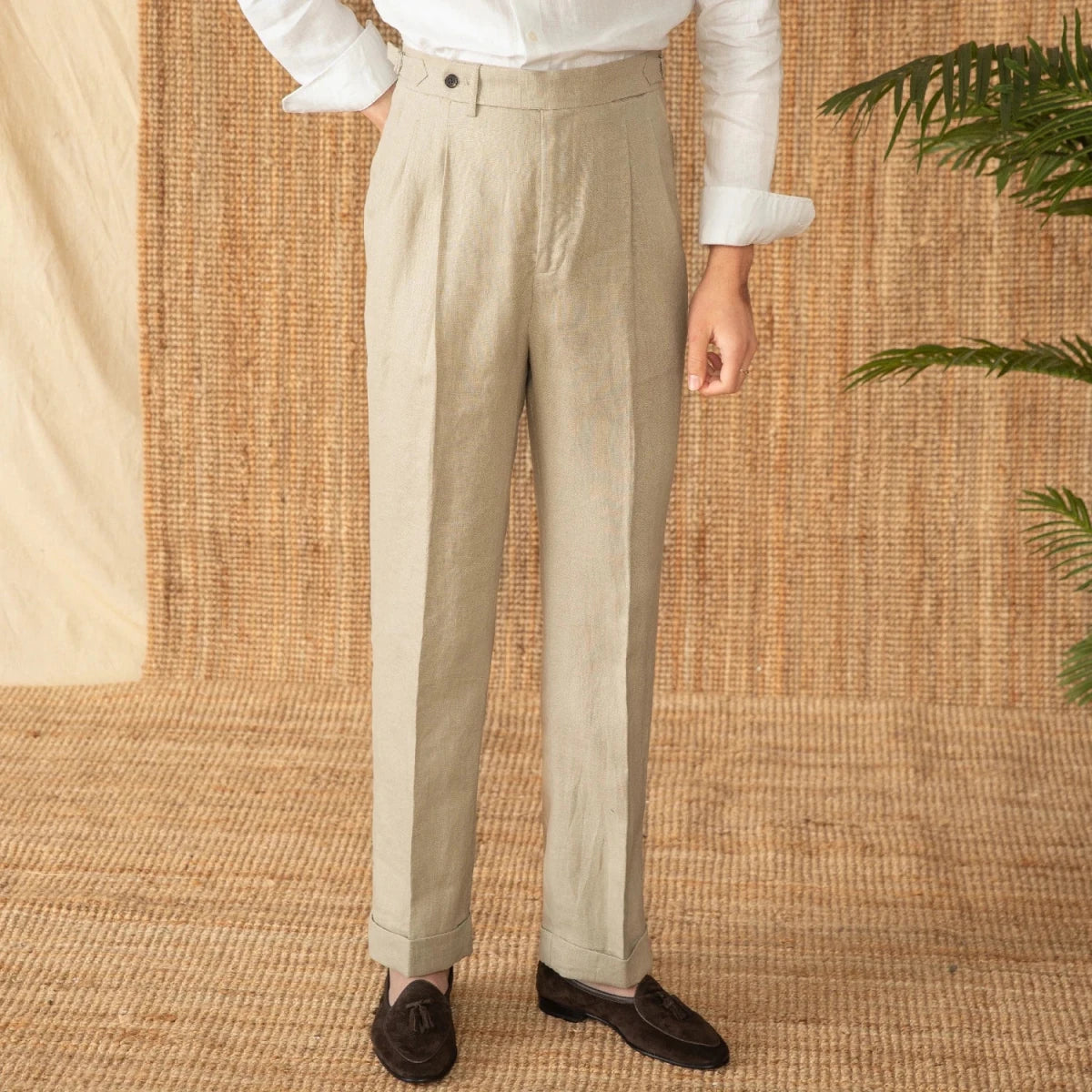 Summer straight fit lightweight trousers