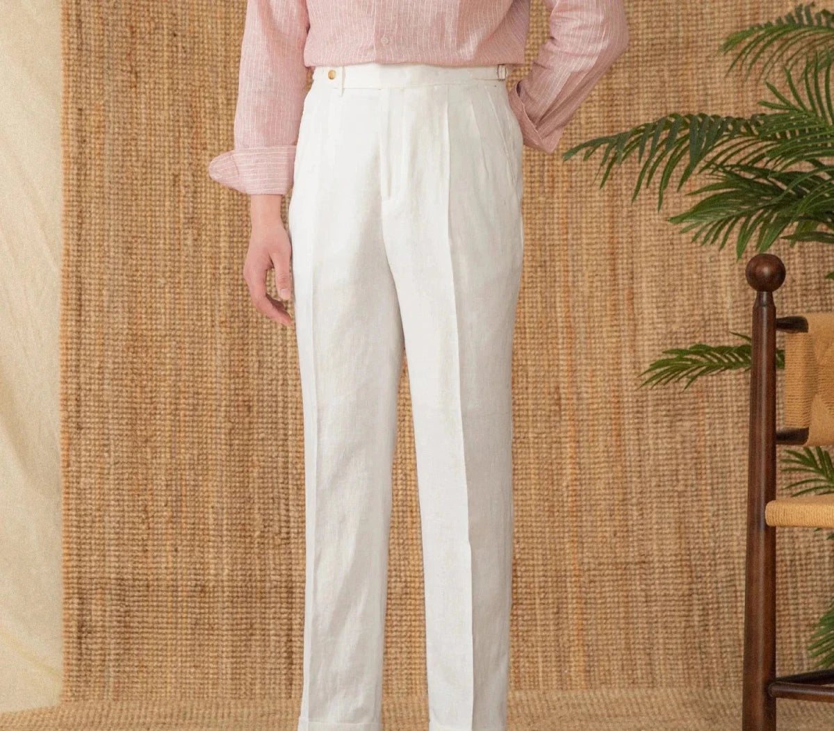 Summer straight fit lightweight trousers