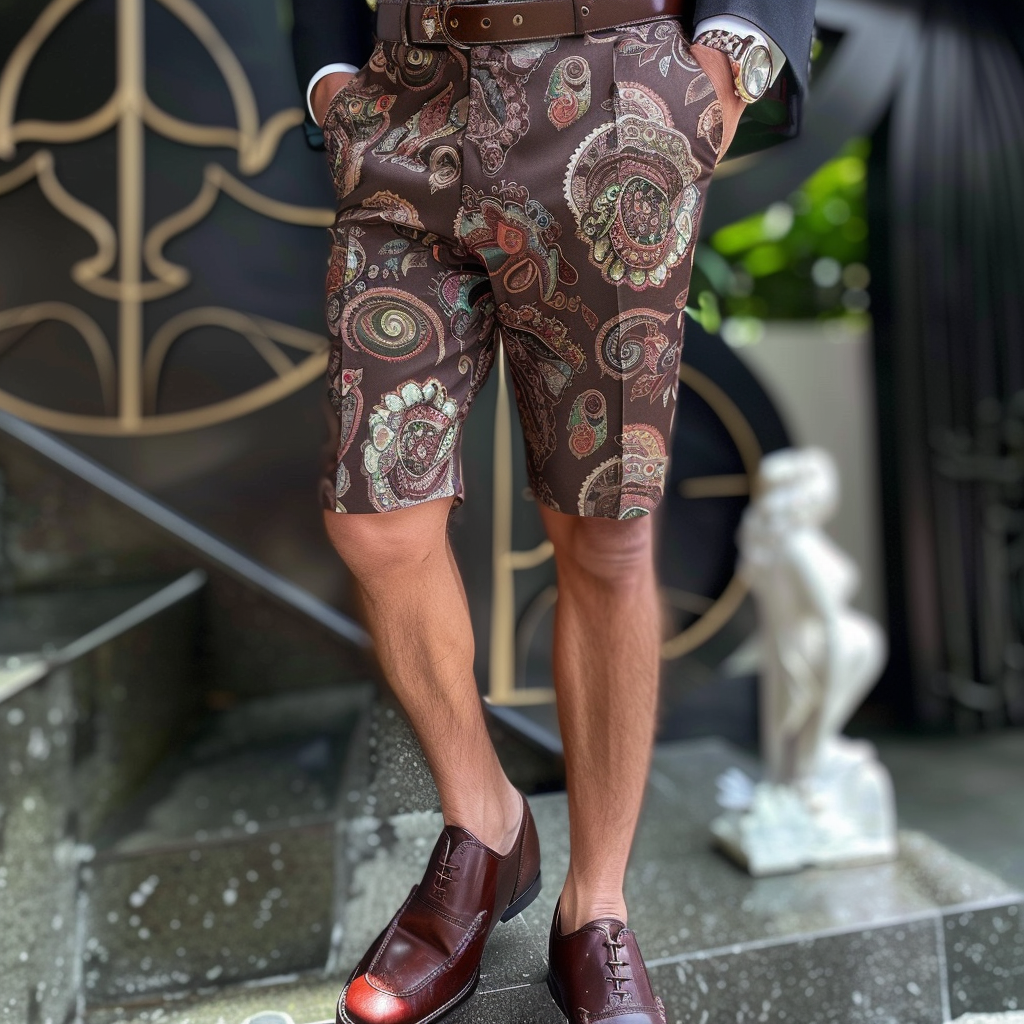 Pantalón 2025 de lujo Paisley ejecutivo shorts casual de moda para hombre