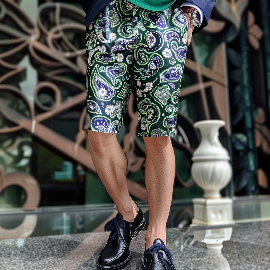 Pantalón 2025 de lujo Paisley ejecutivo shorts casual de moda para hombre