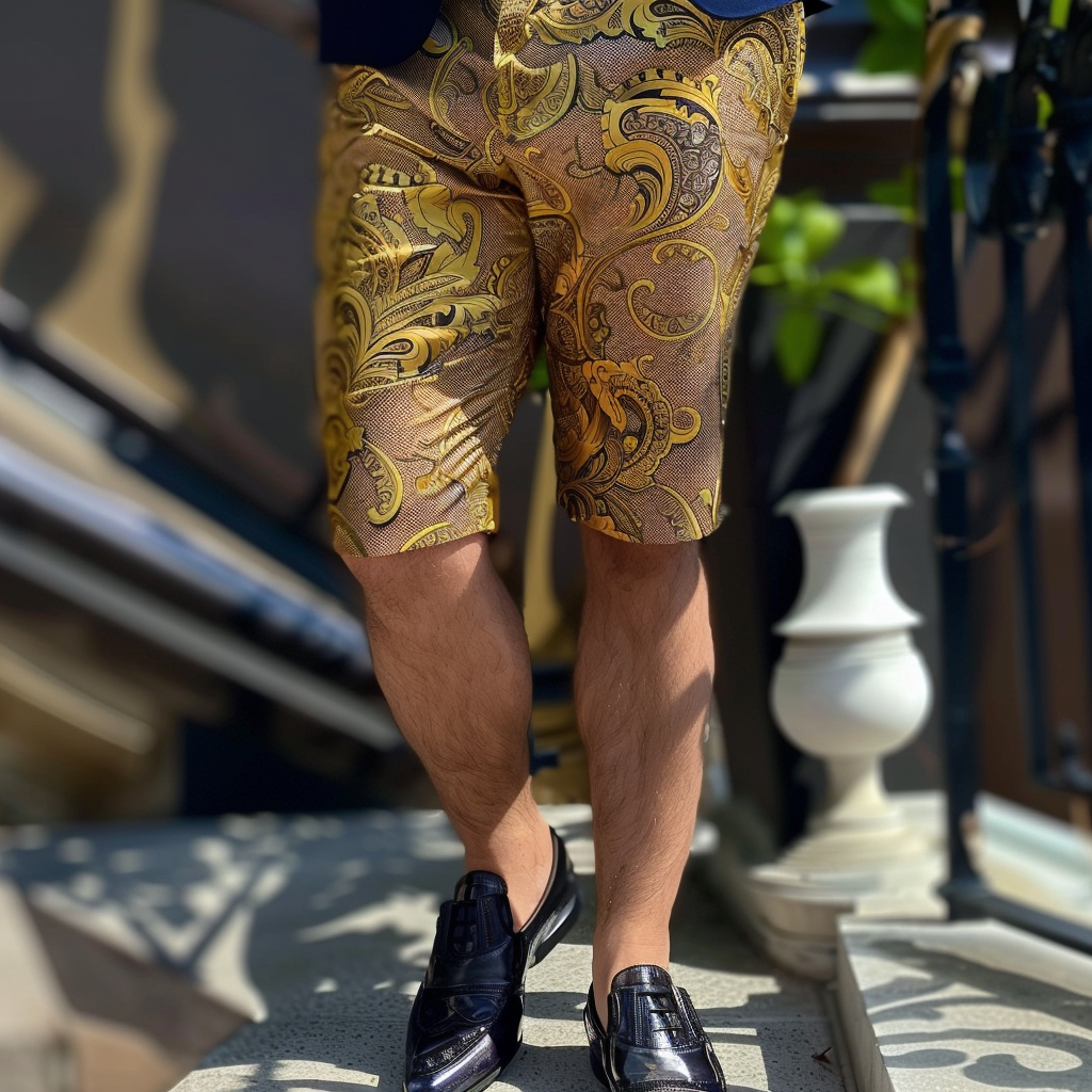 Pantalón 2025 de lujo Paisley ejecutivo shorts casual de moda para hombre
