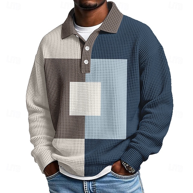 Camisa en bloques de color Geometic Waffle polos para hombre