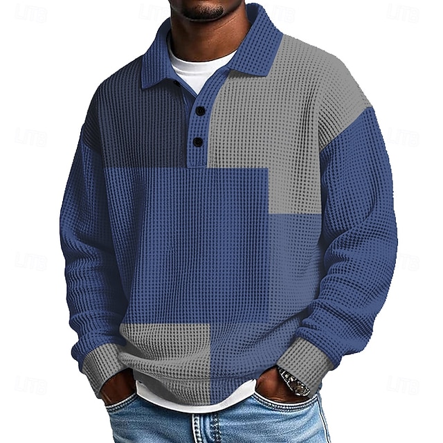Camisa en bloques de color Geometic Waffle polos para hombre