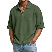 Camisa Waffle polos Zip Polo para hombre
