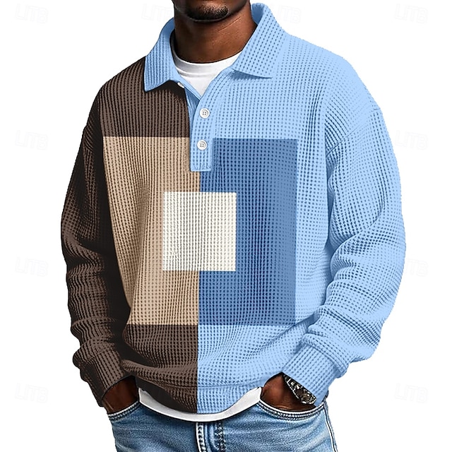 Camisa en bloques de color Geometic Waffle polos para hombre