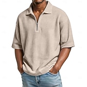 Camisa Waffle polos Zip Polo para hombre