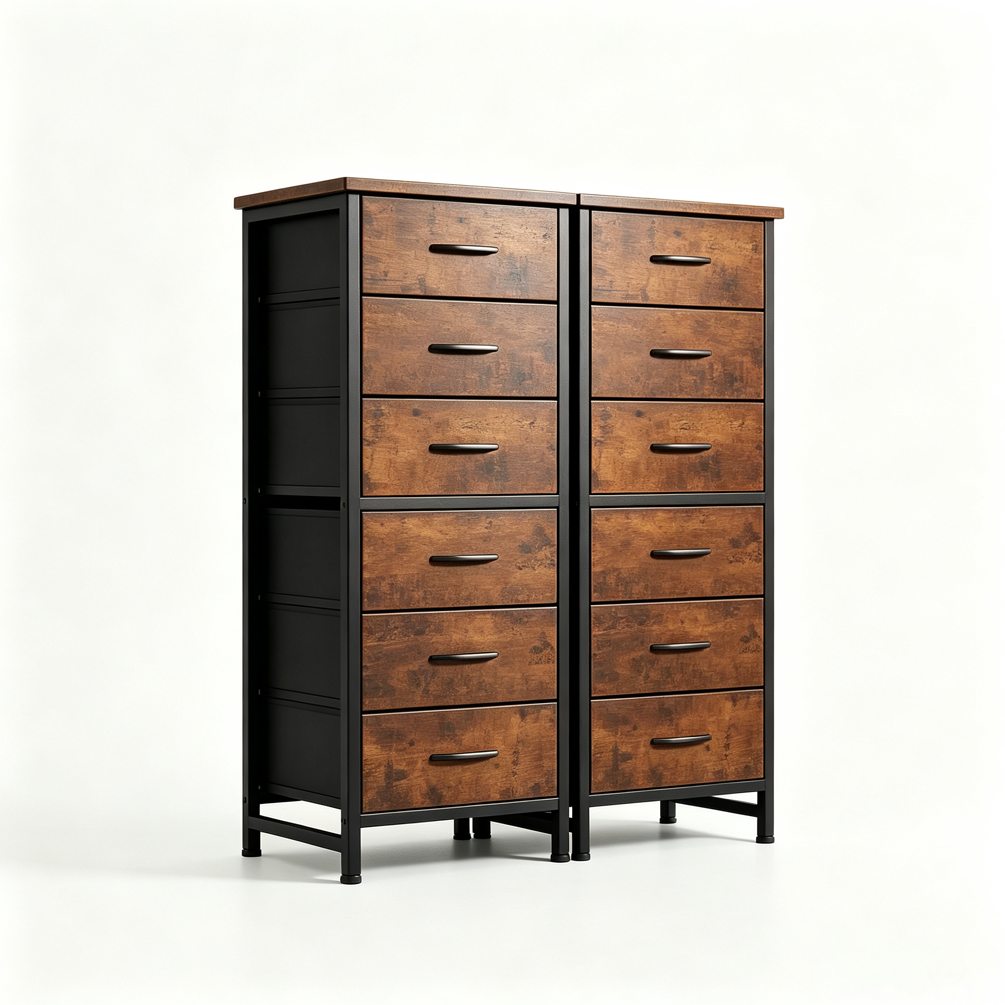 Sweetcrispy - Cómoda de Tela Alta para recámara, cómoda Delgada de 6 cajones, Torre de Almacenamiento Estrecha con Tapa de Madera y Marco de Metal, mesita de Noche Vertical para clóset, Muebles de