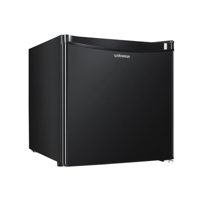 Upstreman Mini refrigerador con congelador de 1.7 pies cúbicos, termostato ajustable, ahorro de energía, bajo ruido, refrigerador compacto de una sola puerta para recámara, oficina, recámara, negro-FR17